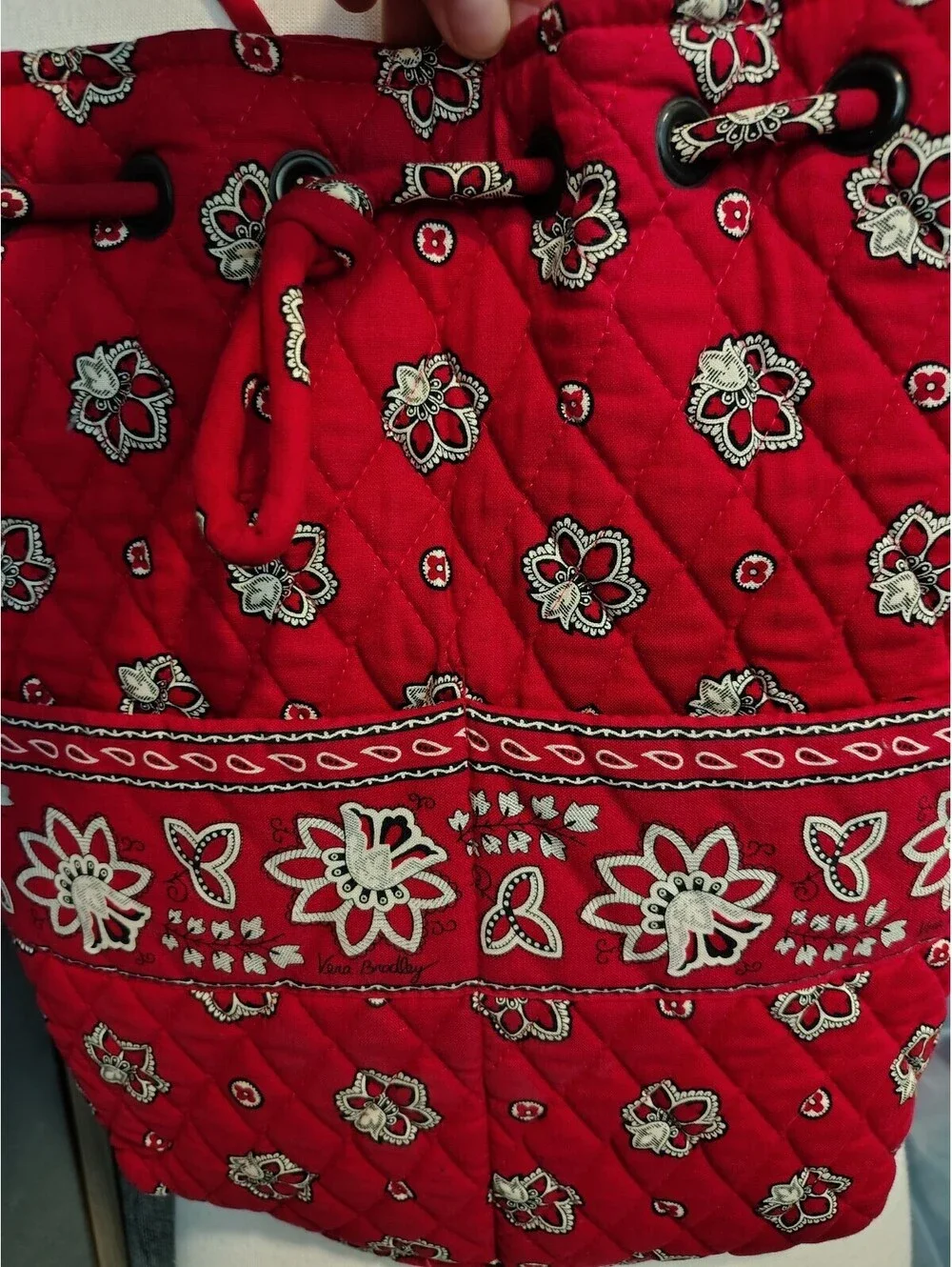 Vera Bradley Red Floral Paisley Quilted Cotton Backpack